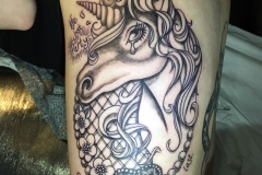 Greyscale Unicorn. Inkhaus Tattoo.