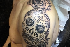 Sugar Skull and Roses. Inkhaus Tattoo.