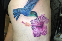 Hummingbird and Flower. Inkhaus Tattoo.