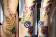 Flowers and Butterfly on Foot and Ankle. Inkhaus Tattoo.