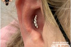 Conch piercing w/ Industrial Strength Prium cluster.