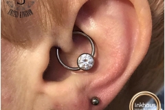 Daith Piercing with Industrial Strength CBR. Inkhaus Tattoo.