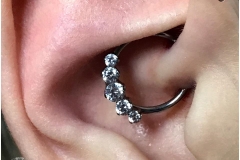 Daith with Industrial Strength CBR with captive 'Prium' cluster. Inkhaus Tattoo.