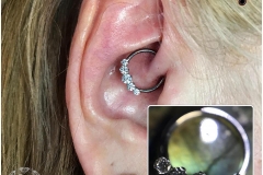 Daith with Industrial Strength CBR with captive 'Prium' cluster. Inkhaus Tattoo.