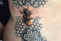 Dotwork Honeycomb and Bee. Inkhaus Tattoo.