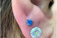 Second Lobes w/ Industrial Strength Blue Swarovskis. Inkhaus Tattoo.