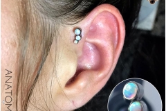 Forward Helix w/ Anatometal Curved Cluster. Inkhaus Tattoo.