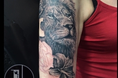 Greyscale Lion. Inkhaus Tattoo.