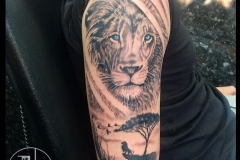 Greyscale Lion. Inkhaus Tattoo.