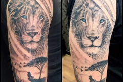 Greyscale Lion. Inkhaus Tattoo.
