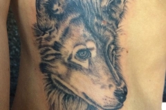 Greyscale Wolf. Inkhaus Tattoo.