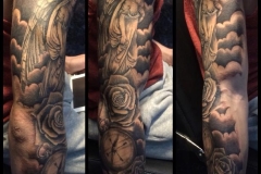 Greyscale religious. Inkhaus Tattoo.