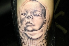 Greyscale Baby Portrait. Inkhaus Tattoo.