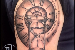 Greyscale Sand Timer. Inkhaus Tattoo.