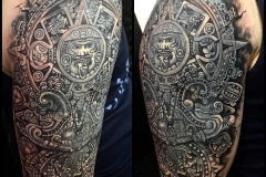 Greyscale Mayan Cover-up. Inkhaus Tattoo.