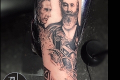 Greyscale Vaughn and Bolckow Steel Magnates. Inkhaus Tattoo.
