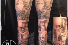 Greyscale Yarm Themed Sleeve. Inkhaus Tattoo.