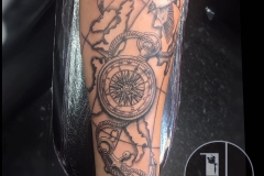 Greyscale Compass. Inkhaus Tattoo.