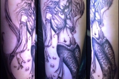 Greyscale Mermaid. Inkhaus Tattoo.