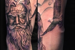 Greyscale Zeus. Inkhaus Tattoo.