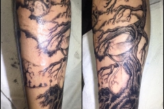 Greyscale Tree and Sand Timer. Inkhaus Tattoo.