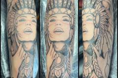 Native American Girl work in progress. Inkhaus Tattoo.