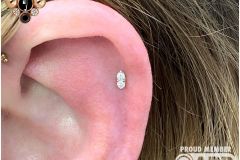 Helix piercing w/ BVLA yellow gold marquise illusion.