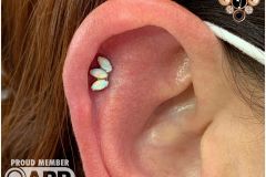 Helix piercing w/ industrial strength marquise cluster.