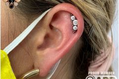 Helix piercing w/ LeRoi gem cluster.