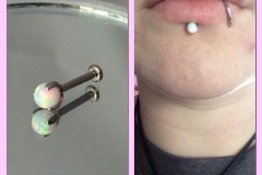 Labret with Industrial Strength Opal. Inkhaus Tattoo.