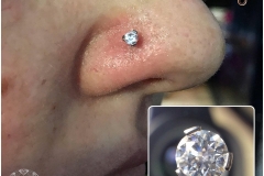Nose Piercing with I.S. 3mm genuine Swarovski gem. Inkhaus Tattoo.