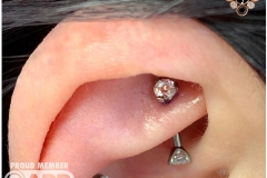 Rook Piercing with Swarovski. Inkhaus Tattoo.