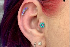 Tragus w/ Anatometal Flower. Inkhaus Tattoo.