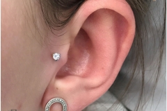 Tragus w/ Industrial Strength Swarovski. Inkhaus Tattoo.