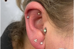 Healed Tragus w/ LeRoi Haute Couture Cluster. Inkhaus Tattoo.