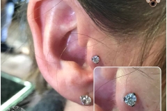 Tragus Piercing with Industrial Strength Swarovski. Inkhaus Tattoo.