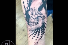 Trash Polka Skull. Inkhaus Tattoo.