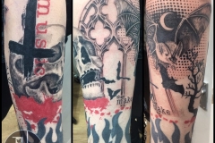 Dracula Themed Trash Polka Piece. Inkhaus Tattoo.