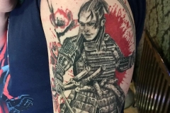 Healed Trash Polka Samurai. Inkhaus Tattoo.
