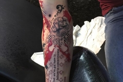 Trash Polka in Progress. Inkhaus Tattoo.