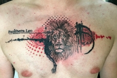 Trash Polka Chest Piece. Inkhaus Tattoo.