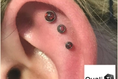 Triple Flat with Red Opals. Inkhaus Tattoo.
