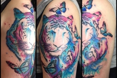 Watercolour Tigers and Butterflies. Inkhaus Tattoo.