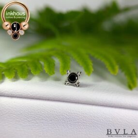 BVLA 14 Karat White Gold Mini Kandy w/ Genuine Black Diamond.