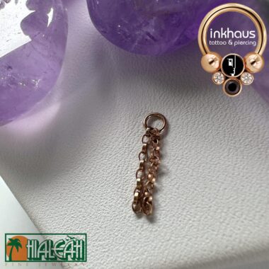 Hialeah Fine Jewellery 14 Karat Rose Gold Rolo Chain Charm.