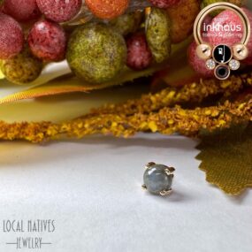 Local Natives 14 Karat Yellow Gold Prong Set Genuine Wisconsin Moonstone.