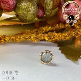 Local Natives 14 Karat Yellow Gold Large Basket w/ Genuine Wisconsin Moonstone.
