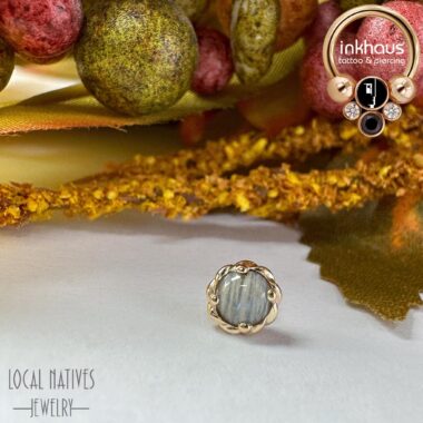 Local Natives 14 Karat Yellow Gold Large Basket w/ Genuine Wisconsin Moonstone.