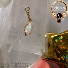 Maya 14 Karat Yellow Gold 'Aftercare' Charm w/ Genuine Opal.
