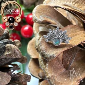 BVLA 14 Karat White Gold Twilight w/ Genuine White Opal and White Diamonds.